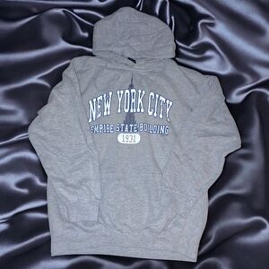 L - Heather Gray #NYC Empire State Building Tourist Pullover Hoodie